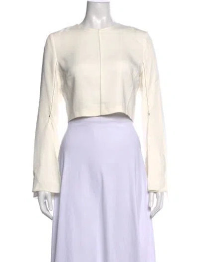 Pre-owned Cushnie Crew Neck Long Sleeve Crop Top In Neutral