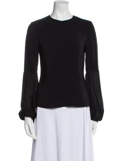 Pre-owned Cushnie Crew Neck Long Sleeve Top In Black