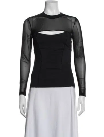 Pre-owned Cushnie Crew Neck Long Sleeve Top In Blue