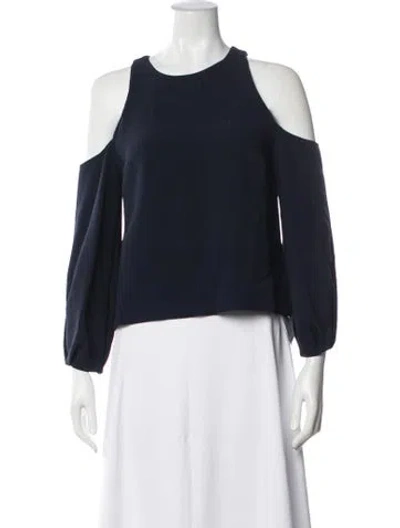 Pre-owned Cushnie Crew Neck Long Sleeve Top In Blue