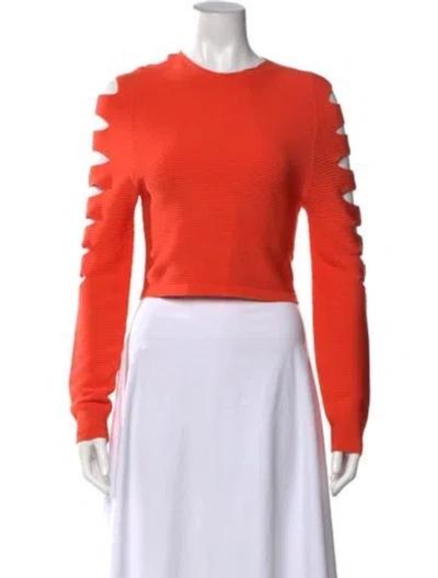 Pre-owned Cushnie Crew Neck Long Sleeve Top In Orange