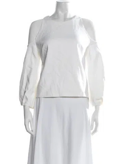 Pre-owned Cushnie Crew Neck Long Sleeve Top In White