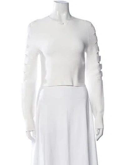 Pre-owned Cushnie Crew Neck Long Sleeve Top In White