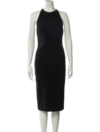 Pre-owned Cushnie Crew Neck Midi Length Dress In Black