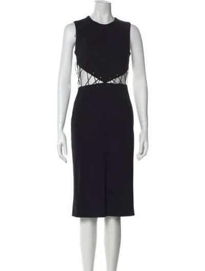 Pre-owned Cushnie Crew Neck Midi Length Dress In Black