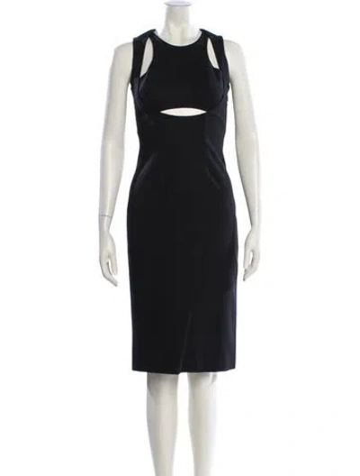 Pre-owned Cushnie Crew Neck Midi Length Dress In Black