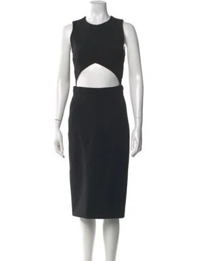 Pre-owned Cushnie Crew Neck Midi Length Dress In Black