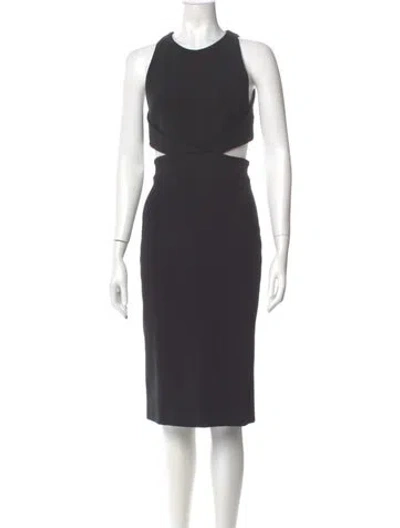 Pre-owned Cushnie Crew Neck Midi Length Dress In Black