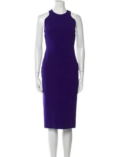 Pre-owned Cushnie Crew Neck Midi Length Dress In Blue