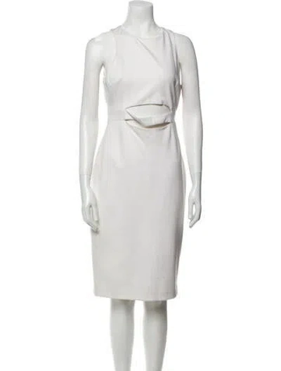 Pre-owned Cushnie Crew Neck Midi Length Dress In Neutrals