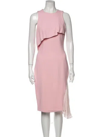 Pre-owned Cushnie Crew Neck Midi Length Dress In Pink