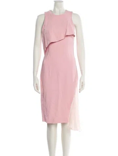 Pre-owned Cushnie Crew Neck Midi Length Dress In Pink