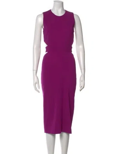 Pre-owned Cushnie Crew Neck Midi Length Dress In Purple