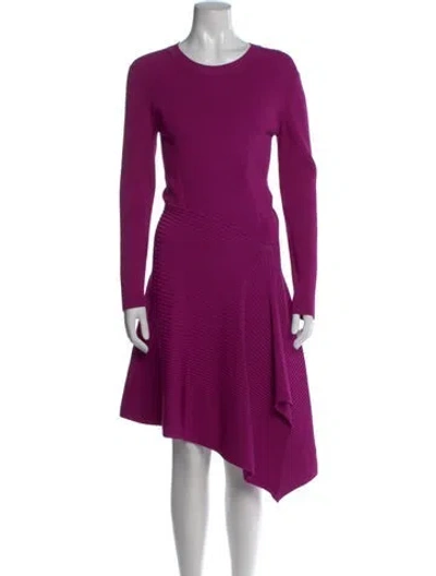 Pre-owned Cushnie Crew Neck Midi Length Dress In Purple