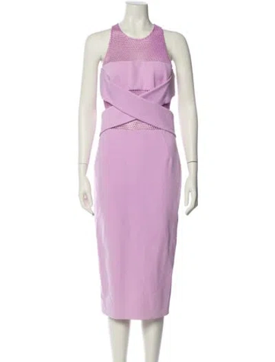 Pre-owned Cushnie Crew Neck Midi Length Dress In Purple