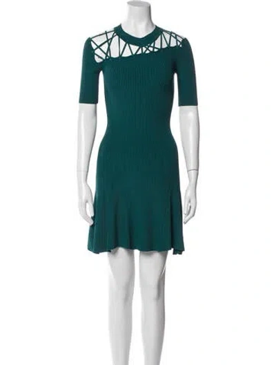 Pre-owned Cushnie Crew Neck Mini Dress In Green