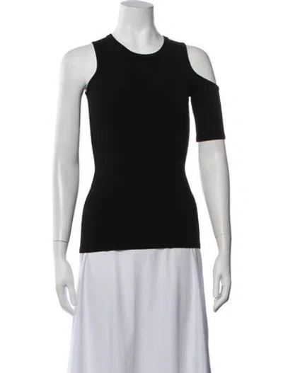 Pre-owned Cushnie Crew Neck Short Sleeve Top In Black