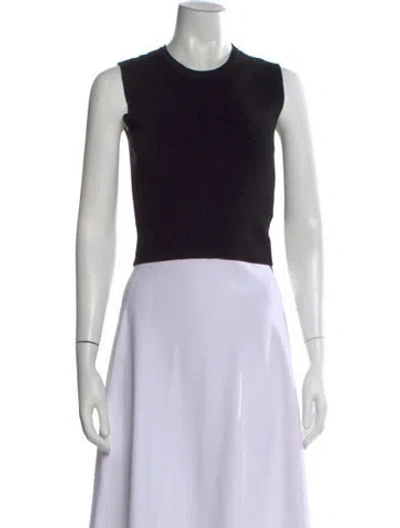 Pre-owned Cushnie Crew Neck Sleeveless Crop Top In Black