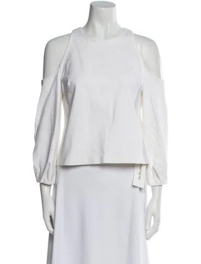 Pre-owned Cushnie Crew Neck Three-quarter Sleeve Crop Top In White