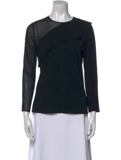 Pre-owned Cushnie Crew Neck Three-quarter Sleeve Top In Black