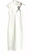 Cushnie Et Ochs Cap Sleeve Twist Cutout Pencil Dress In White In White
