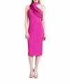 Cushnie Et Ochs Fringe Mock Neck Pencil Bodycon Dress In Pink In Pink