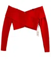 Cushnie Et Ochs Issa Crop Top Off The Shoulder Top In Red In Red