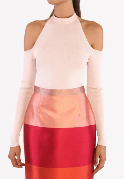 Cushnie Et Ochs Metallic Bodysuit In Pink