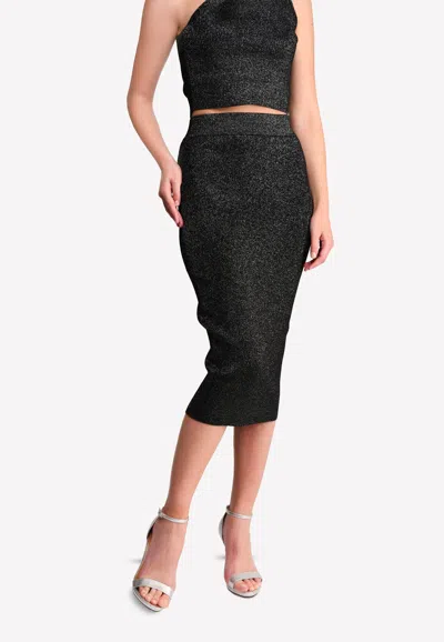 Cushnie Et Ochs Metallic-knit Pencil Skirt In Black