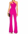 Cushnie Et Ochs Nikkita One Shoulder Flared Leg Jumpsuit In Pink In Pink