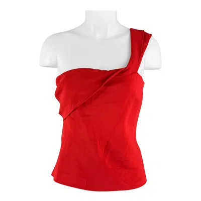Pre-owned Cushnie Et Ochs Size 8 Red Viscose Elastane One Shoulder Casual Top