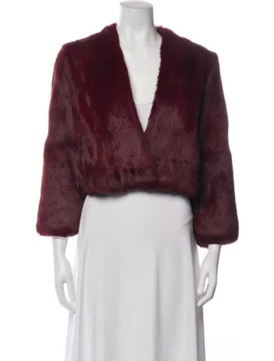 Pre-owned Cushnie Faux Fur Jacket In Burgundy