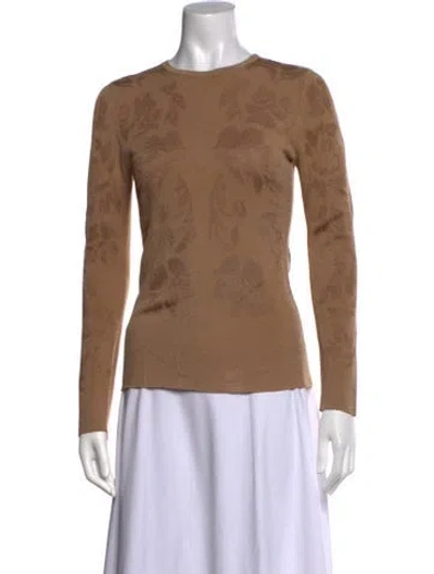 Pre-owned Cushnie Floral Print Crew Neck Top In Brown