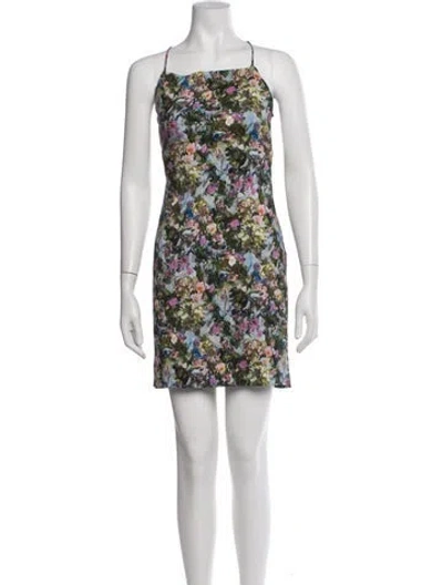 Pre-owned Cushnie Floral Print Mini Dress In Green