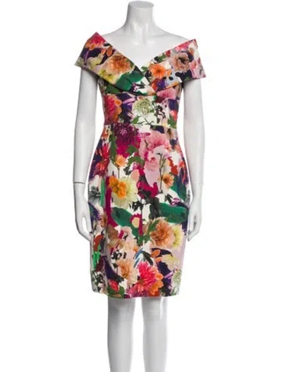 Pre-owned Cushnie Floral Print Mini Dress In Purple
