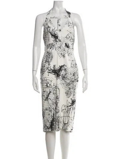 Pre-owned Cushnie Graphic Print Knee-length Dress In White