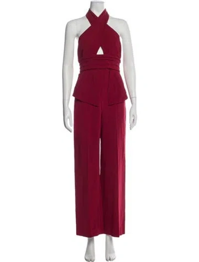 Pre-owned Cushnie Halterneck Jumpsuit In Red
