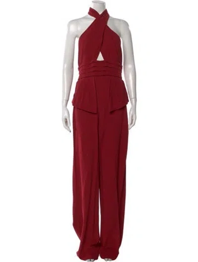 Pre-owned Cushnie Halterneck Jumpsuit In Red