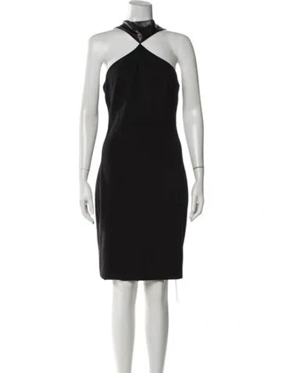 Pre-owned Cushnie Halterneck Knee-length Dress In Black