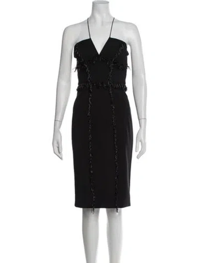 Pre-owned Cushnie Halterneck Knee-length Dress In Black