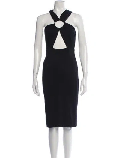 Pre-owned Cushnie Halterneck Knee-length Dress In Blue