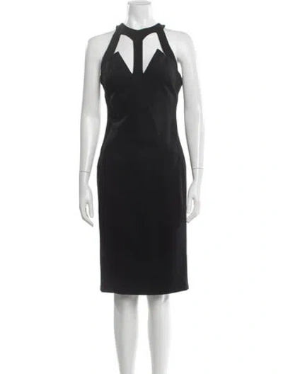 Pre-owned Cushnie Halterneck Knee-length Dress W/ Tags In Black