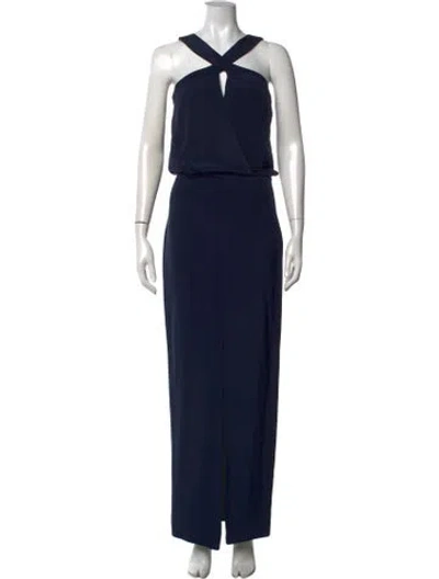 Pre-owned Cushnie Halterneck Long Dress In Blue