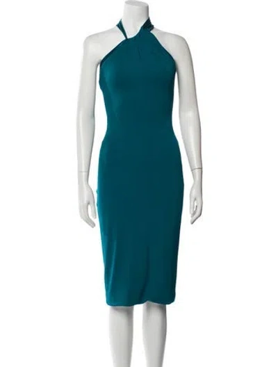 Pre-owned Cushnie Halterneck Midi Length Dress In Blue