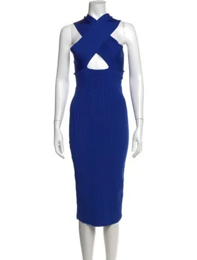 Pre-owned Cushnie Halterneck Midi Length Dress In Blue