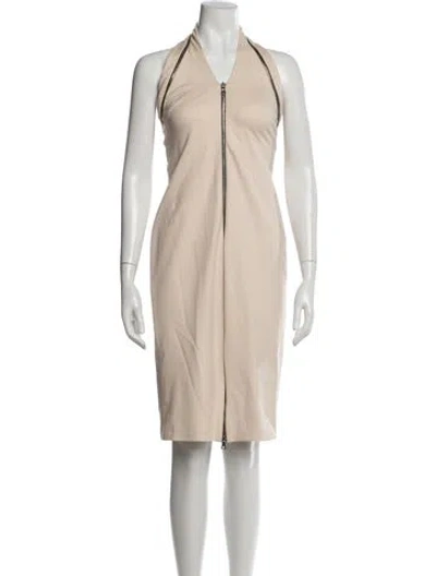 Pre-owned Cushnie Halterneck Midi Length Dress In Neutral