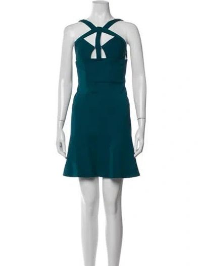 Pre-owned Cushnie Halterneck Mini Dress In Blue