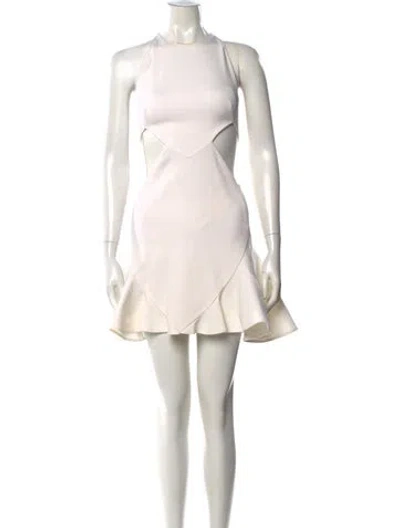 Pre-owned Cushnie Halterneck Mini Dress In White