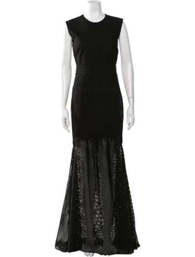 Pre-owned Cushnie Lace Pattern Long Dress In Black