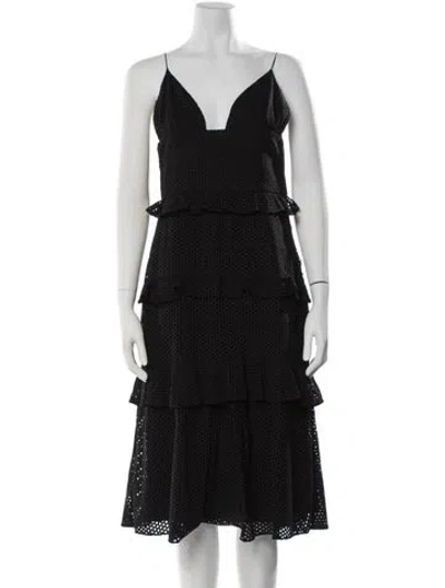 Pre-owned Cushnie Lace Pattern Midi Length Dress In Black